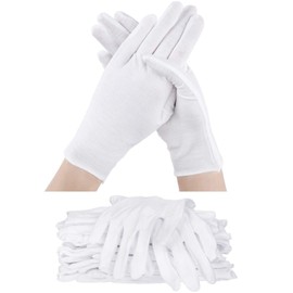 60 Pieces Cotton Glove Soft Stretchy Working Glove Reusable Large Mitten (White)