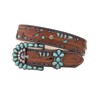 TOPACC Womens western Belt with Turquoise Buckle Bling Cowgirl Belt