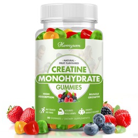 Creatine Monohydrate Gummies for Men & Women,80 Count Chewables Creatine for Women Enhanced Muscle Strength,Boost Focus and Endurance,Muscle Builder,L-Taurine + Vitamin B12,Vegan, Gluten-Free