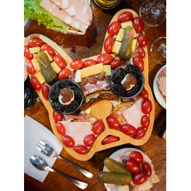 Frenchie The French Bulldog Cheese Board, 12" inch Natural Bamboo Cheese Board and Charcuterie Boards, Serving Tray Aperitif Unique Women Gifts for Housewarming