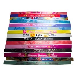 50 Pulseras Personalizadas Sublimadas Cumpleaños Bodafiesta                                                                                           