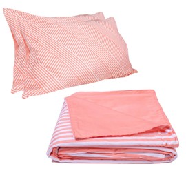 Simple Being Cotton Duvet Cover for Weighted Blankets with Pillow Case (Peach Stripe, 48" x 72")