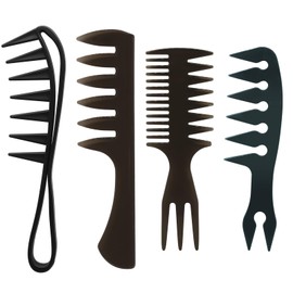 Qjaiune 4-Piece Hair Styling Comb Set, Texture and Wide Tooth, ABS