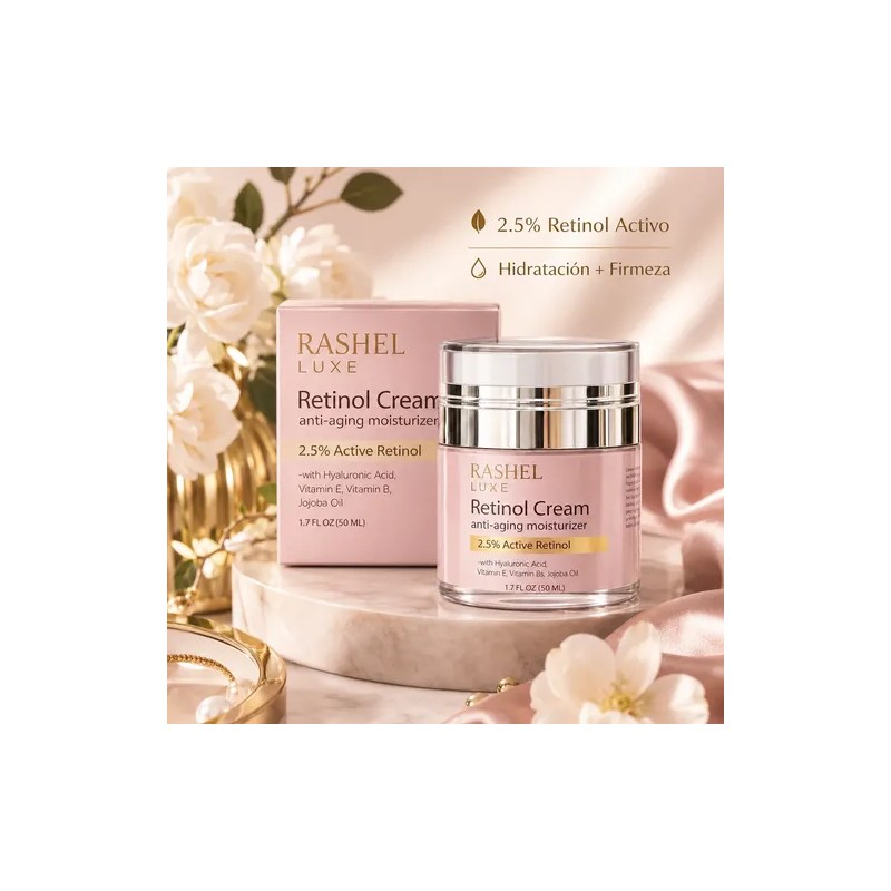 Crema Retinol, 2.5, Vitamina E Y B5, Aceite Jojoba, Arrugas