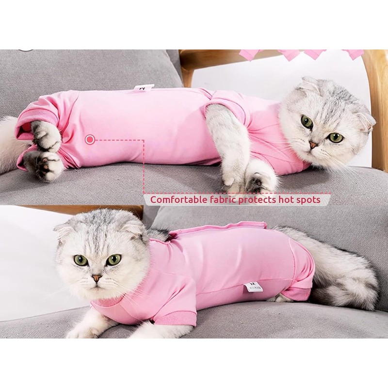 Generic Cat Recovery Suit, Four-Legged Surgical Onesie for Abdominal Wounds