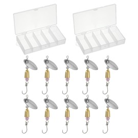 PATIKIL 1/5 oz Fishing Lures Spinnerbait with 2 Tackle Boxes, 10 Pack Single Hook Trout Spinners Casting Fishing Spinner Baits Tackle for Freshwater Saltwater Fishing, Silver Tone