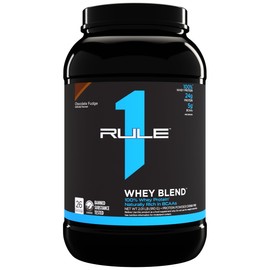 Rule 1 Proteins Rule One Proteins, R1 Whey Blend - Chocolate Fudge, 24g Fast-Acting Whey Protein Concentrates, Isolates, and Hydrolysates Per Serving, with Naturally Occurring EAAs and BCAAs, 2lbs