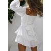 Meenew Women's Off Shoulder Romper Double Layer Ruffle Hem Waist