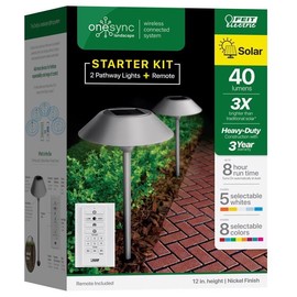 Feit Electric OneSync Brushed Nickel Solar Powered 40 W LED Pathway Light 2 pk