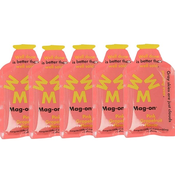 Mag-on Energy Gel Pink Grapefruit Set of 5 (Original Supply Instructions Included) (Sotoaso Original Set, Trail Running, Marathon, Bicycle, Triathlon, Action Diet, Supplement Food)