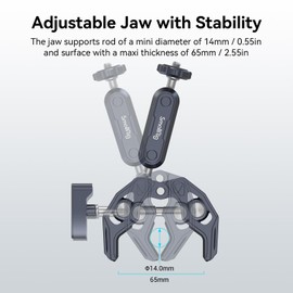 SMALLRIG Super Clamp Ballhead Magic Arm Camera Clamp with Quick Release Adapter for Gopro, Crab-Shaped Monitor Clamp with 1/4"-20, 3/8"-16 Threaded Holes for Gopro/DSLR Camera/Stabilizer - 3757B