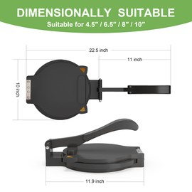 Bamboo Tortilla Press 10 inch Quesadilla Maker Wooden Corn Tortilla Maker Rotatable Roti Maker with 50Pcs Parchment Paper & Dough Cutter for Flour Mexican Taco Pataconera Dough Press (4.5"-10")