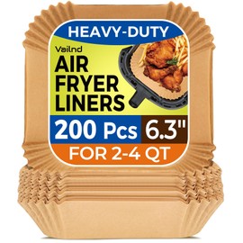 Air Fryer Paper Liners, 200pcs Air Fryer Liners Disposable, 6.3" Square Baking Liner for 2-4 qt Airfryer Basket, Non-stick and Oil Proof Parchment Paper for Oven, Pans & Baking