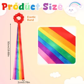 VioraWhite 12 Pcs Rainbow Dance Ribbons Rainbow Rhythm Ribbons Wrist Streamers Hand Held Rhythm Streamers Gymnastics Dance Decorations for Kid Adult, Assorted Color (0.8 x 19.7 Inch,Multicolor)