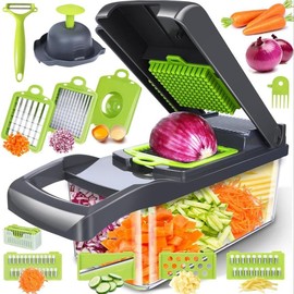 Vegetable Chopper, Multifunctional 16 in 1 Food Chopper, Kitchen Vegetable Slicer Dicer Cutter, Veggie Chopper with Container, Carrot and Garlic Chopper [Package List As Picture Shown]