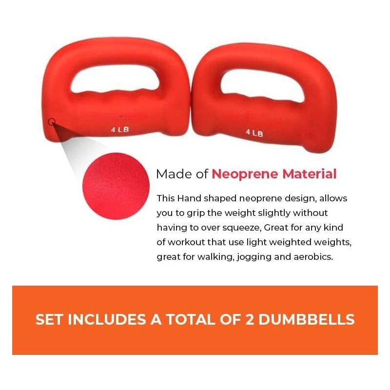Set of 2 Hand Shaped Neoprene Exercise Workout Jogging Walking