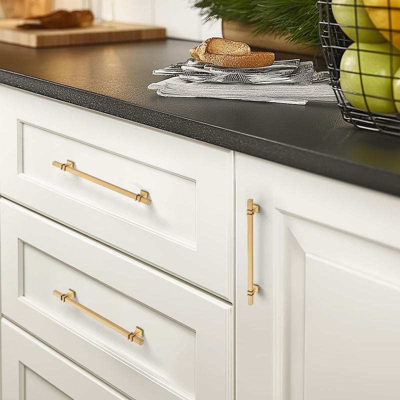 HOME EDIT 5 Pack 8-3/4 inch Gold Cabinet Handles Square