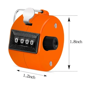 12 contadores de mano de 4 dígitos, contador de regazo manual mecánico, contador de clics de mano con anillo de dedo para la escuela, golf y tejer ganchillo, naranja