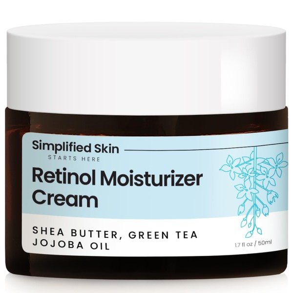 Simplified Skin Retinol Moisturizer Cream 2.5% for Face & Eye Area with Vitamin E & Hyaluronic Acid for Anti Aging, Wrinkles - Best Night & Day Facial Cream 1.7 oz.