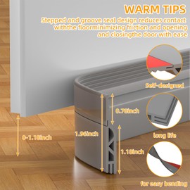 Door Draft Stopper, Door Sweep for Bottom of Door, Weather Stripping Door Seal, Under Door Draft Stopper for Exterior & Interior Doors, Under Door Gap Filler Soundproof/Insulator (Gray, 78inch)