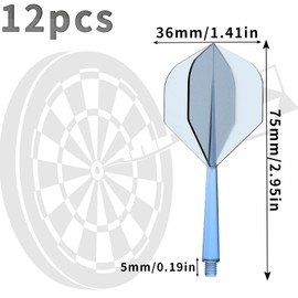 Pyroclasia Pack of 12 Darts Flights with Shaft Stable Darts Accessories Fusion Flights Dart Flyer with Shaft Integrated Fixed Flights Plastic Dart Shafts Shaft Flight System Combo (2BA) (Blue)