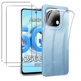 MEMELOKA Hülle für UMIDIGI Note 100 5G/Note 100A mit 2 Stück Schutzfolie(Gehärtetes Glas), Ultradünne Transparente Anti-Vergilbung Weiche TPU Schutzhülle[Anti-Kratzer][Anti-Fingerabdruck]