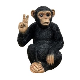 Alfie Francis 12cm Tall Small Peace Hand Sign Gesture Monkey Ornament Figurine Statue - Resin