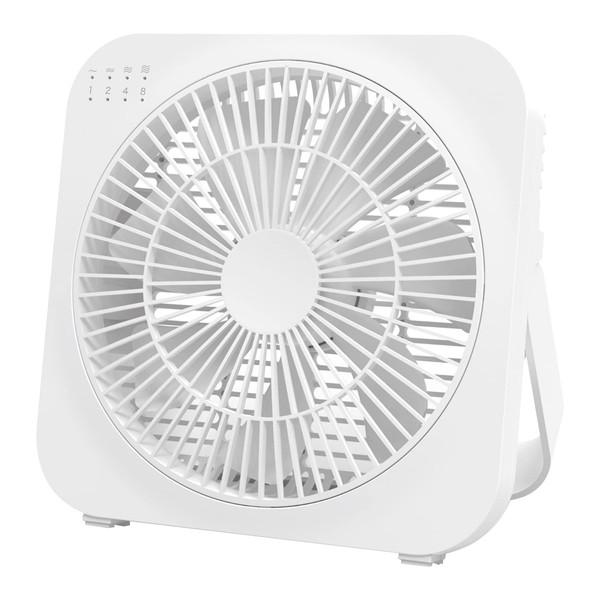 Topland SF-DFB10 WT Desktop Fan, Anywhere Equipped with FAN DC Motor, Box Type, Supports 2 Power Supplies (AC/USB), Can Charge Smartphones, Silent, Energy Saving, White