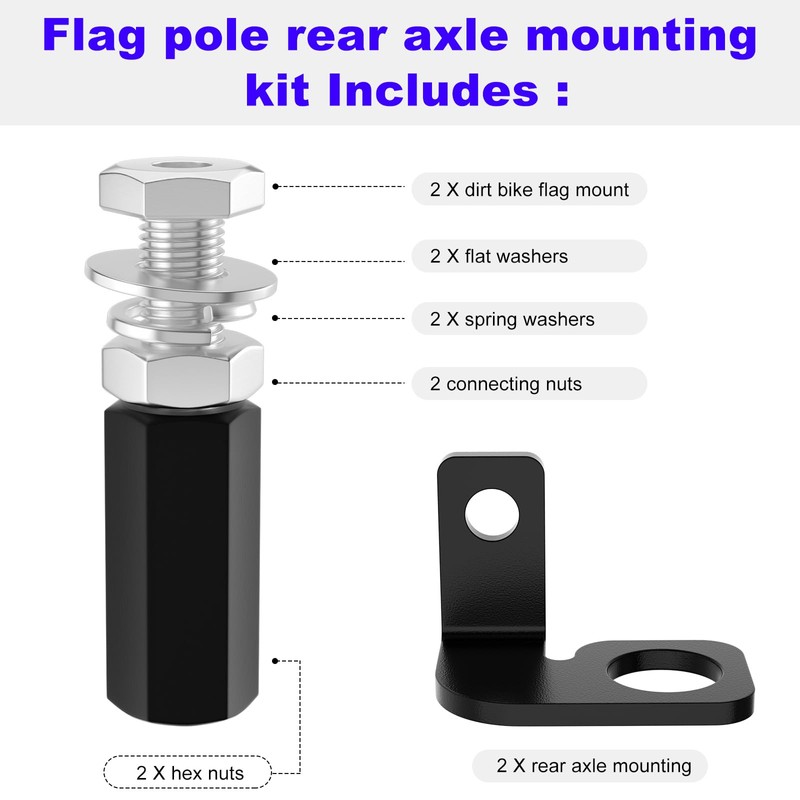 Dirt Bike Flag Pole Holder 1/4" - 22.5mm Rear Axle