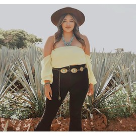 XZQTIVE Women Boho Chain Belts For Dresses Jeans Western Cowgirl Waist Links Belt Adjustable Metal Concho Belt