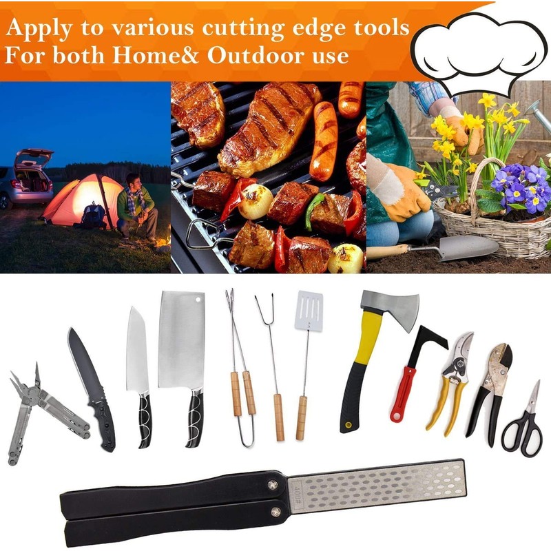 2 Pcs 400/600 Grit Portable Handheld Double Sided Sharpener Pocket