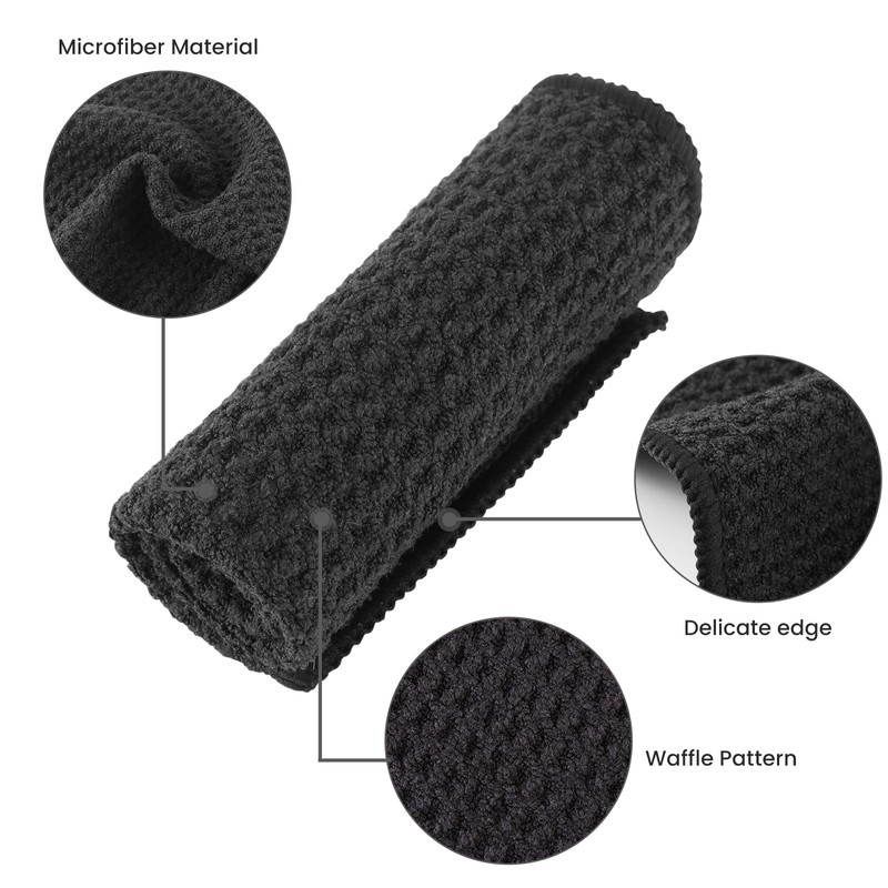 6 Pack Microfibre Drying Towels, Super Absorbent and Washable Waffle