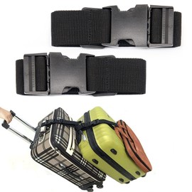 Luggage Straps for Suitcases TSA Approved, Travel Accessories to Connect Two Suitcase, Add Bag Luggage Straps for Carry On Your 3 Luggages Adjustable Buckle Belt, 2Pack Black