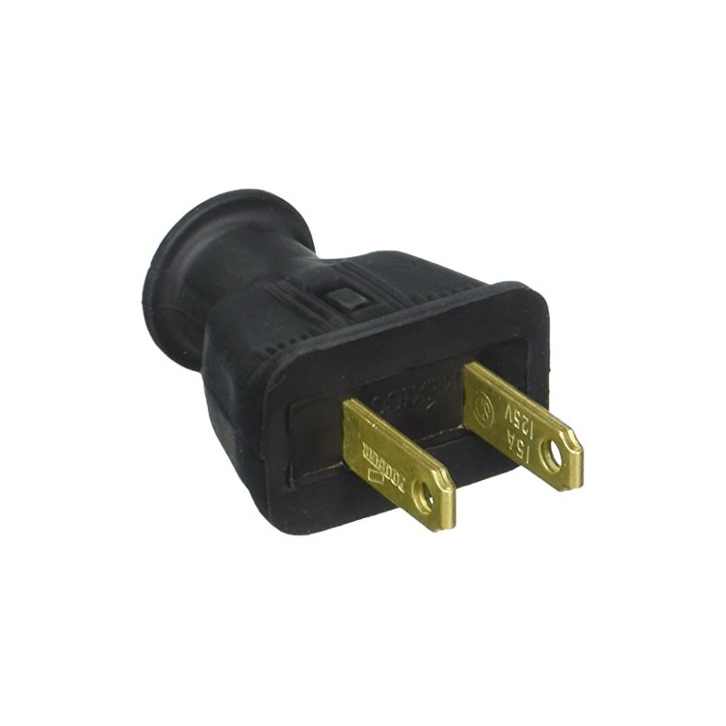 Cooper Wiring 183BKBX Non-Grounding Rubber Straight Blade Plug