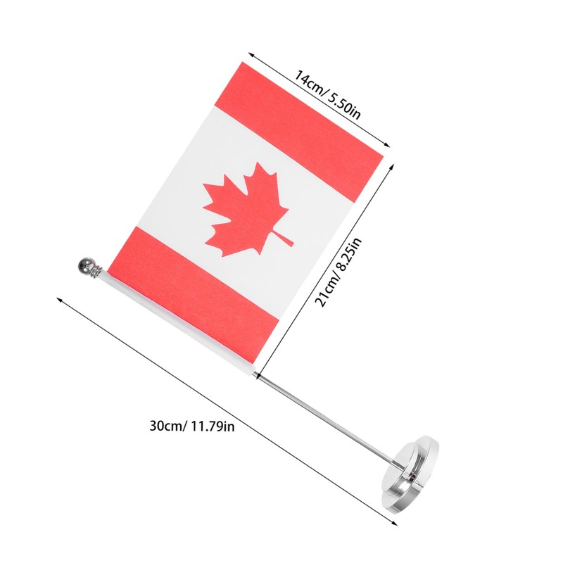 Operitacx Small Canada National Flag with Base Polyester Miniature Desk