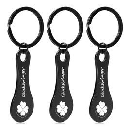 T TAKONE Shopping Trolley Releaser, Pack of 3 Stainless Steel Extractors for Shopping Trolley, Removable Shopping Chip Key Ring for All Shopping Trolleys (Black)
