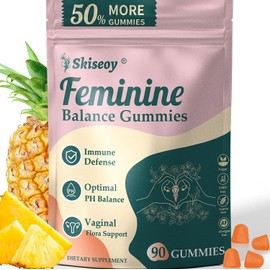 Feminine Balance Probiotics Gummies for Women - Pineapple Gummies for Women pH, Odor & Flora Health + Vitamin C for Immune Support, Vaginal Probiotics Gummy Nutrition Vegan Gluten-Free, 90 Counts