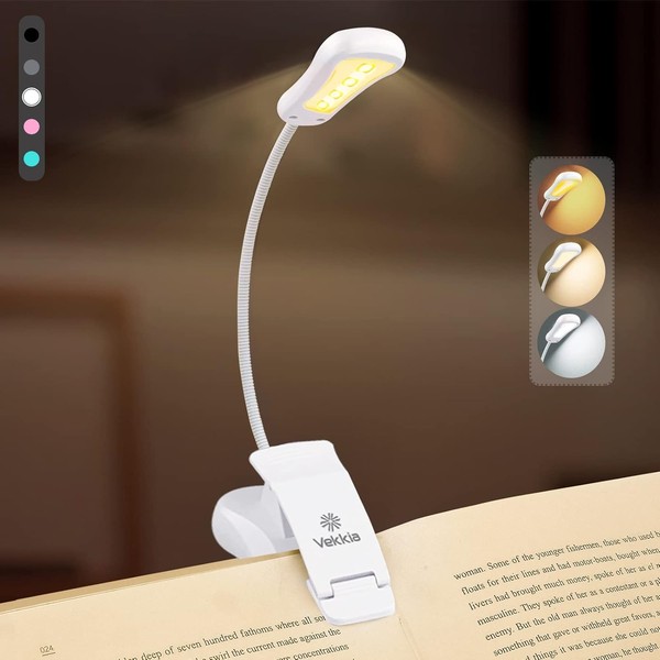 Vekkia Rechargeable Book Light, 7 LED Reading Lights for Reading