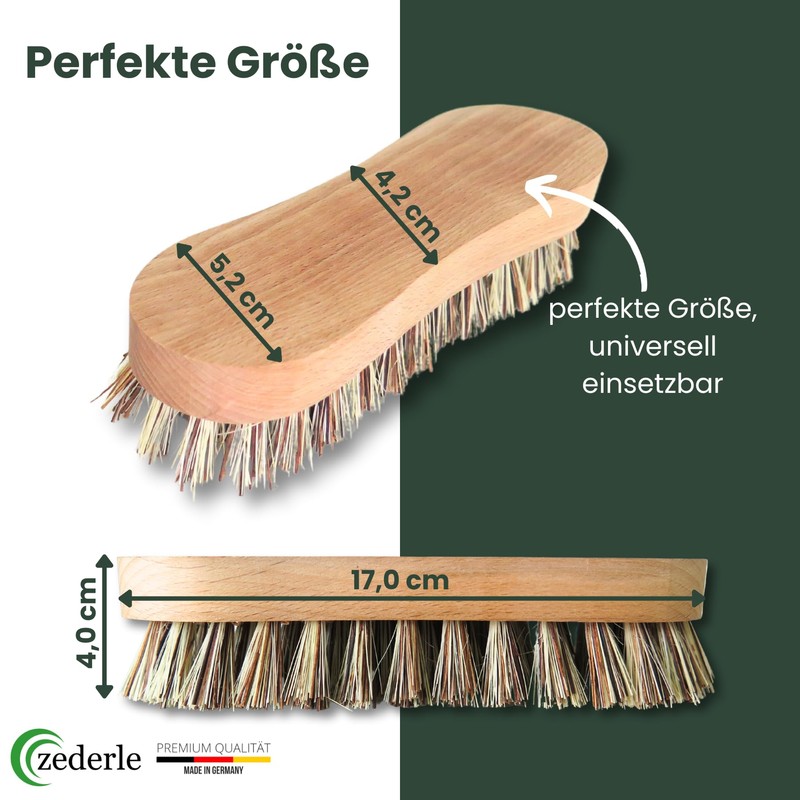 zederle Scrubbing Brushes with Ergonomic Beech Wood Handle (Pack of