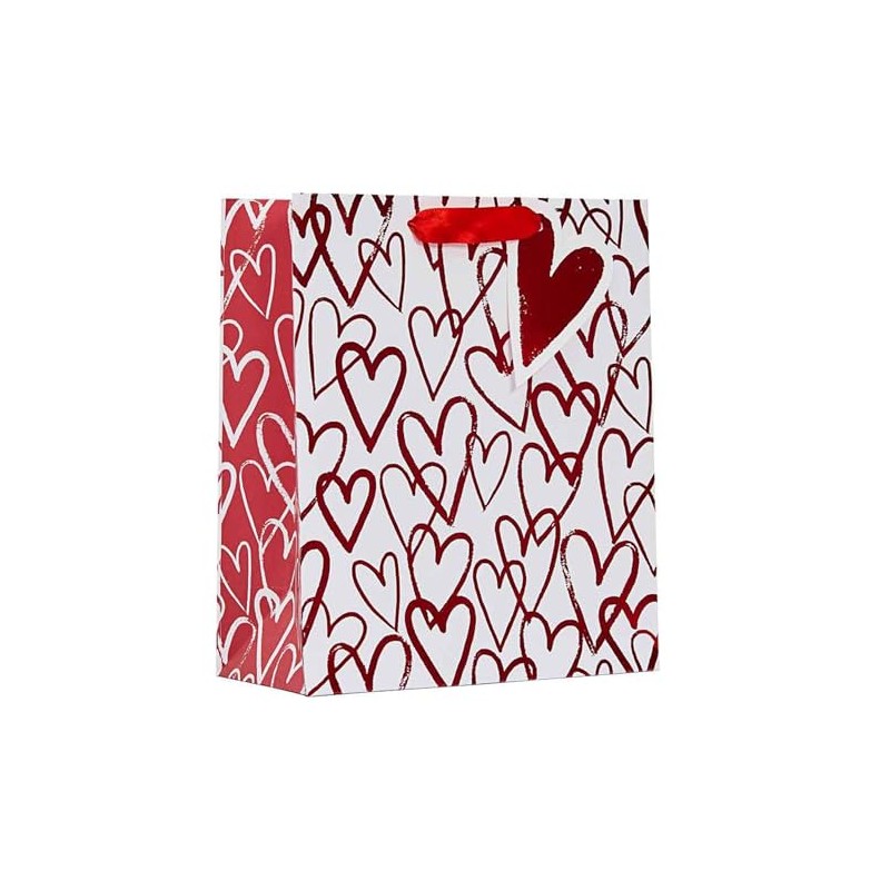 Valentines Gift Bag with Tag 25cm x 21.5cm - White