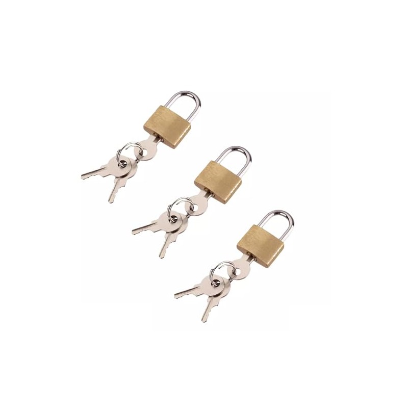 3 x 20mm Small Padlocks with Keys - Solid Brass