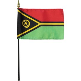 Vanuatu 4 in x 6 in World Flag on 10 inch Black Plastic Stick
