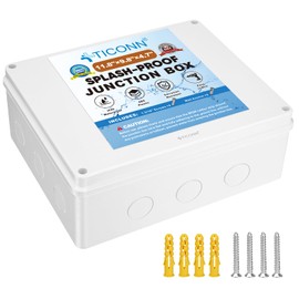 TICONN Electrical Junction Box, IP65 Splash-proof ABS Plastic Project Box Electrical Enclosure （11.8"×9.8"×4.7")