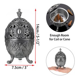 JUXYES Vintage Incense Burner Holder with Removable Ash Catchers, Metal Censer Antique Cone Coil Incense Burner Holder Zinc Alloy Spiritual Aromatherapy Yoga Meditation Gifts Retro Home Decoration