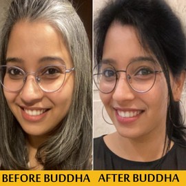 Buddha Natural Hair Oil for Greys & Whites (150 ml, 5.1 Oz) - Restore Natural Black Color of Hair With Unique Herbs oil blend For Men and Women - 100% Ayurvedic - No Mineral Oil