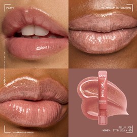 NYX PROFESSIONAL MAKEUP Jelly Job Lip Gloss, Lip Tint Gloss with Full-Bodied, Smoothing, and Hyper-Glossy Shine - Honey, It's Jelly (Nude Pearl Shimmer)