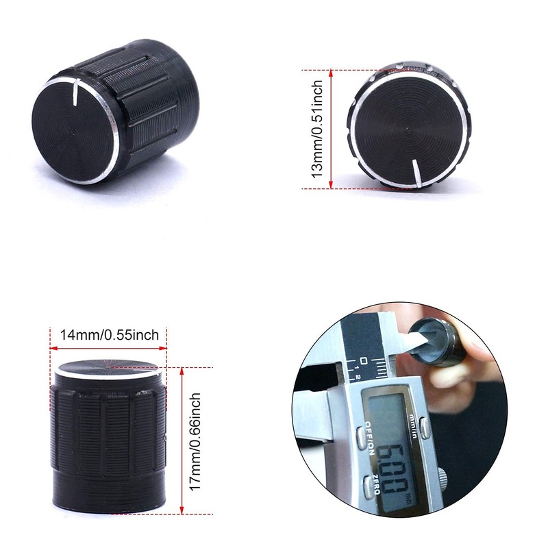 Taiss/ 10pcs Black Metal 6 mm Knurled Shaft Insert Dia.