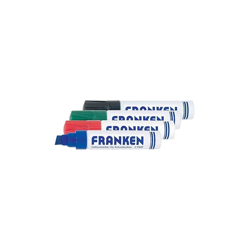FRANKEN Board-Marker, nachfüllbar, 4-12 mm Keilspitze, 4 Stück, farblich sortiert,