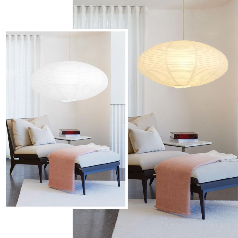 White Oval Paper Lantern Lampshade set of 2, 20"x10'' Paper