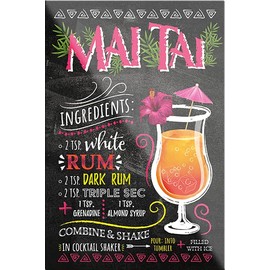 schilderkreis24 Cocktail Recipe "Mai Tai" Magnet Alcohol Spirits Decorative Fridge Magnet Humour Gift Idea Birthday Christmas 9 x 6 cm